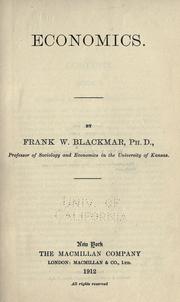 Front cover of Economics by Frank W. Blackmar