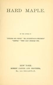 Cover of Hard maple by Anna Bartlett Warner