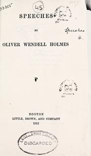 Cover of Speeches by Oliver Wendell Holmes, Jr.