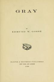 Cover of Gray by Edmund Gosse