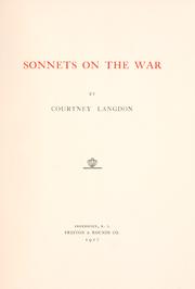 Front cover of Sonnets on the war by Courtney Langdon