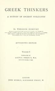 Cover of Greek thinkers by Theodor Gomperz