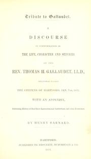 Cover of Tribute to Gallaudet by Henry Barnard