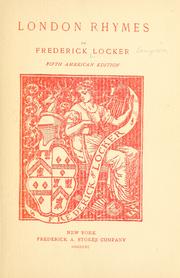 Cover of London rhymes by Frederick Locker-Lampson