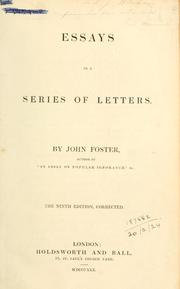 Front cover of Essays in a series of letters by John Foster