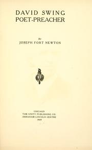 Front cover of David Swing, poet-preacher by Joseph Fort Newton