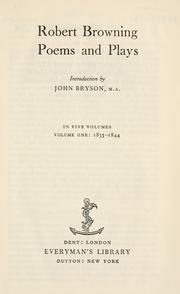 Cover of Poems and plays by Robert Browning