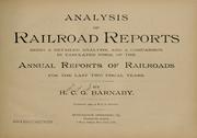 Front cover of Analysis of railroad reports by Howard Clinton Gilbert Barnaby