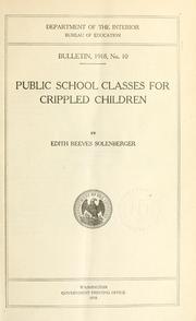 Front cover of Public school classes for crippled children by Edith Reeves Solenberger