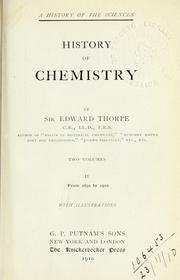 Cover of History of chemistry by Thorpe, T. E. Sir