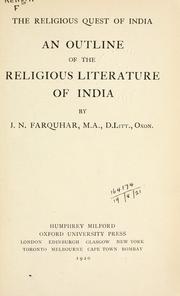 Cover of An outline of the religious literature of India by J. N. Farquhar