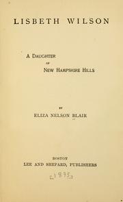 Cover of Lisbeth Wilson by Eliza Nelson Blair