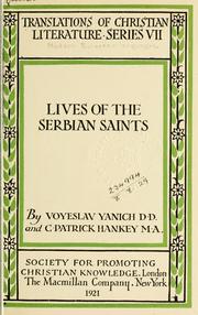 Front cover of Lives of the Serbian Saints by Voyeslav Yanich