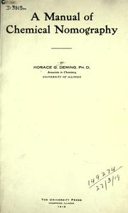 Cover of A manual of chemical nomography by Horace Grove Deming