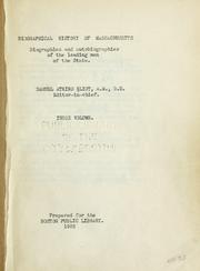 Front cover of Biographical history of Massachusetts by Samuel A. Eliot