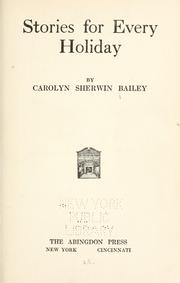 Front cover of Stories for every holiday by Carolyn Sherwin Bailey