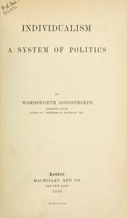 Front cover of Individualism by Wordsworth Donisthorpe