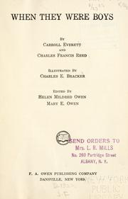 Cover of When they were boys by Carroll Everett