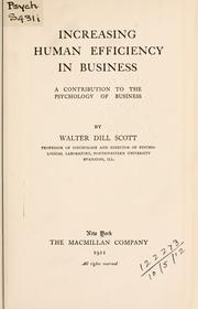 Cover of Increasing human efficiency in business by Walter Dill Scott