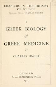Front cover of Greek biology & Greek medicine by Charles Joseph Singer