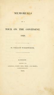 Front cover of Memorials of a tour on the continent, 1820 by William Wordsworth