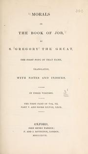 Front cover of Moralia in Job by Pope Gregory I