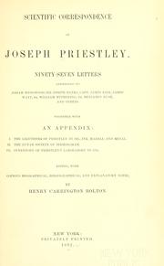 Front cover of Scientific correspondence of Joseph Priestley by Joseph Priestley