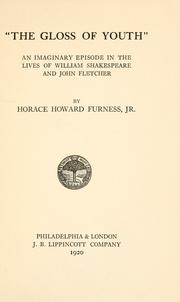 Front cover of "The gloss of youth," by Furness, Horace Howard