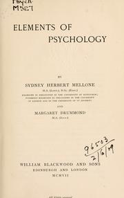 Cover of Elements of psychology by Sydney Herbert Mellone