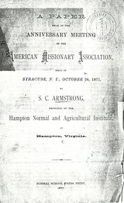 Front cover of A paper read at the anniversary meeting of the American Missionary Association by S. C. Armstrong