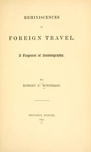 Cover of Reminiscences of foreign travel by Robert Charles Winthrop