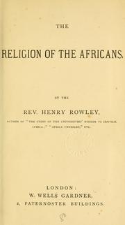 Front cover of The religion of the Africans by Henry Rowley