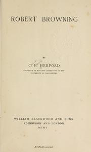 Cover of Robert Browning by C. H. Herford
