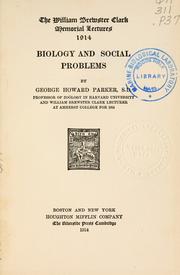 Front cover of Biology and social problems by George Howard Parker