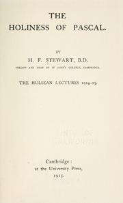 Front cover of The holiness of Pascal by H. F. Stewart