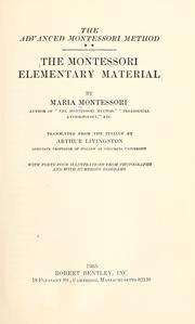 Cover of The Montessori elementary material by Maria Montessori