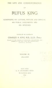 Front cover of The life and correspondence of Rufus King by King, Rufus