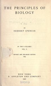 Front cover of The principles of biology by Herbert Spencer