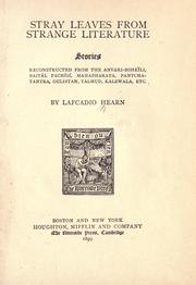 Front cover of Stray leaves from strange literature by Lafcadio Hearn