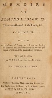 Front cover of Memoirs of Edmund Ludlow, Esq by Edmund Ludlow
