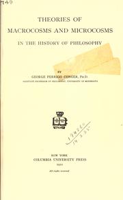 Front cover of Theories of macrocosms and microcosms in the history of philosophy by George Perrigo Conger