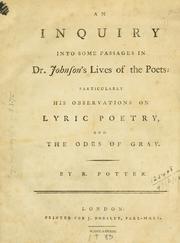 Cover of An inquiry into some passages in Dr. Johnson's Lives of the poets by Potter, R.