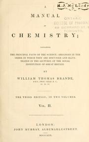 Front cover of A manual of chemistry by W. T. Brande