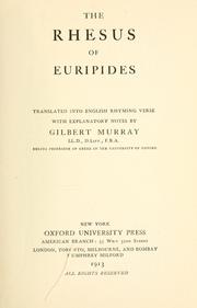 Front cover of The Rhesus of Euripides by Euripides