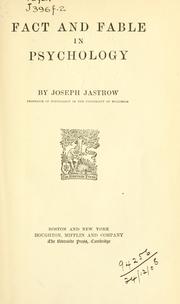 Cover of Fact and fable in psychology by Joseph Jastrow