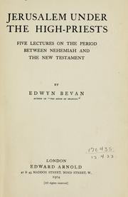 Cover of Jerusalem under the high-priests by Edwyn Robert Bevan