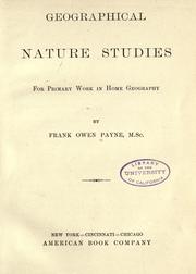 Front cover of Geographical nature studies by Frank Owen Payne