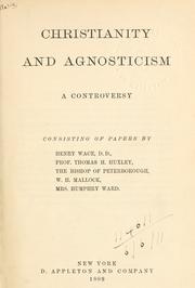 Front cover of Christianity and agnosticism by Henry Wace