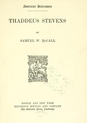 Cover of Thaddeus Stevens by Samuel W. McCall