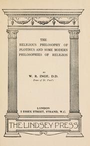 Front cover of The religious philosophy of Plotinus and some modern philosophies of religion by Inge, William Ralph